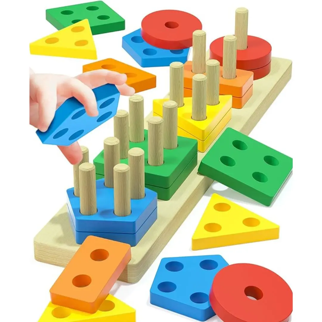 An image of Montessori Wooden Sorting and Stacking TOY