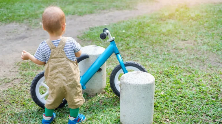 An image of a toddler with balance toy