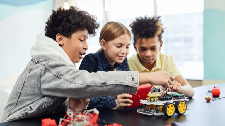 An image of Grade Schoolers playing with toys