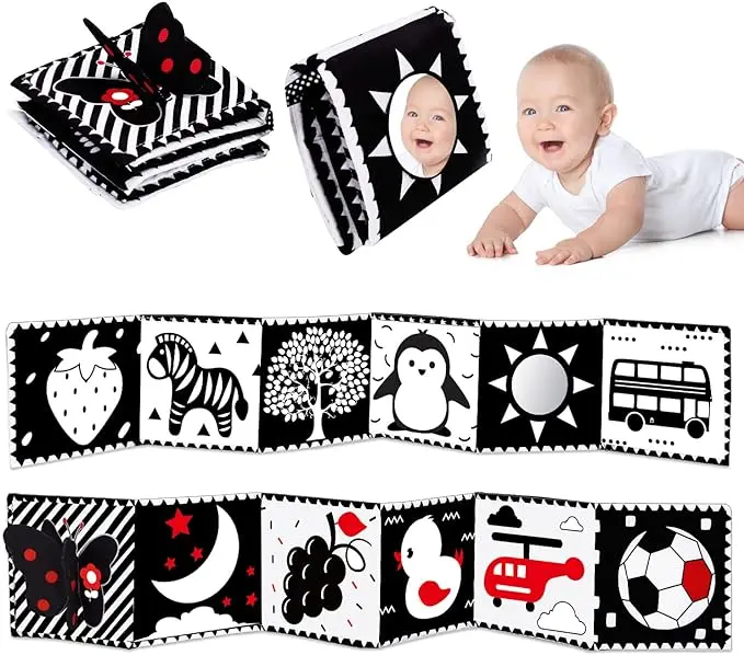 An image of Black and White High Contrast Soft Book for-Newborn Babies 0-6 Months