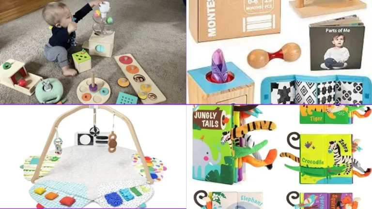 An image collage of Montessori Baby Toys 0-6 Months